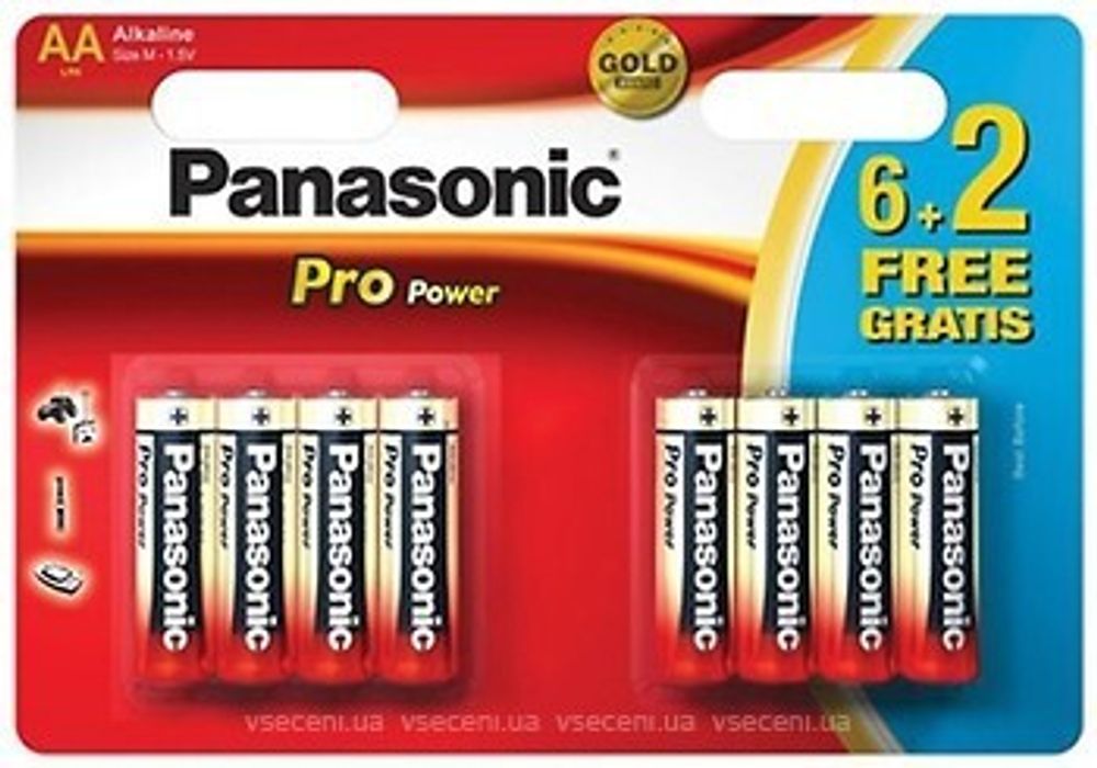 Батарейки Panasonic Pro Power AA щелочные 8 шт