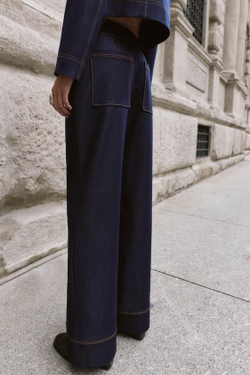 ZARA БРЮКИ BOOTCUT С КОНТРАСТНЫМИ ШВАМИ, ИНДИГО