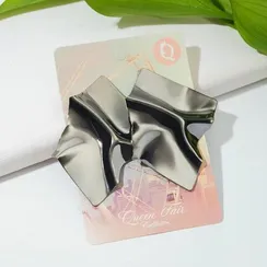 Серьги металл "Атмосфера" ромб мятый, цвет серый