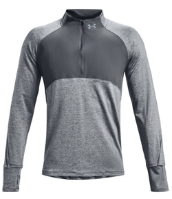 Мужская теннисная футболка теннисная Under Armour Men's UAQualifier Run 2.0 1/2 Zip - pitch gray fade heather/pitch grey