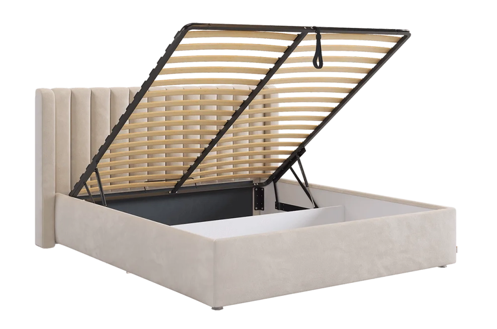 Кровать с подъемным механизмом Ева 160х200 см (галька,графит,капучино,крем,латте,мята,пудра,топаз (велюр))