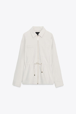 ZARA КУРТКА С КАРМАНАМИ И РЕГУЛИРУЕМОЙ ТАЛИЕЙ, ЭКРЮ