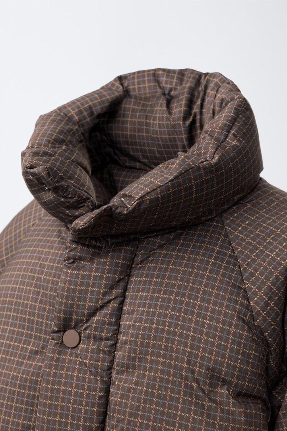 ZARA СТЕГАНАЯ КУРТКА В КЛЕТКУ, КОРИЧНЕВЫЙ