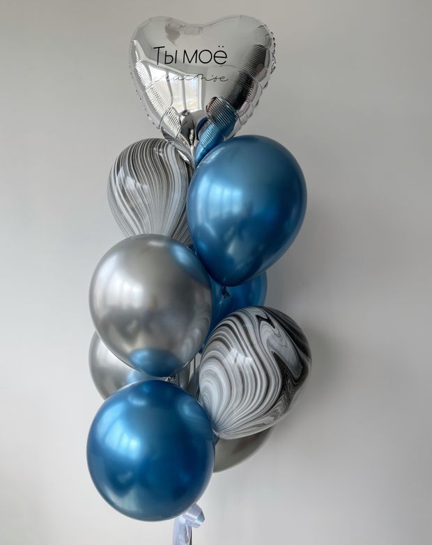 "Сапфир в серебре" (набор из 9 шаров) №2123