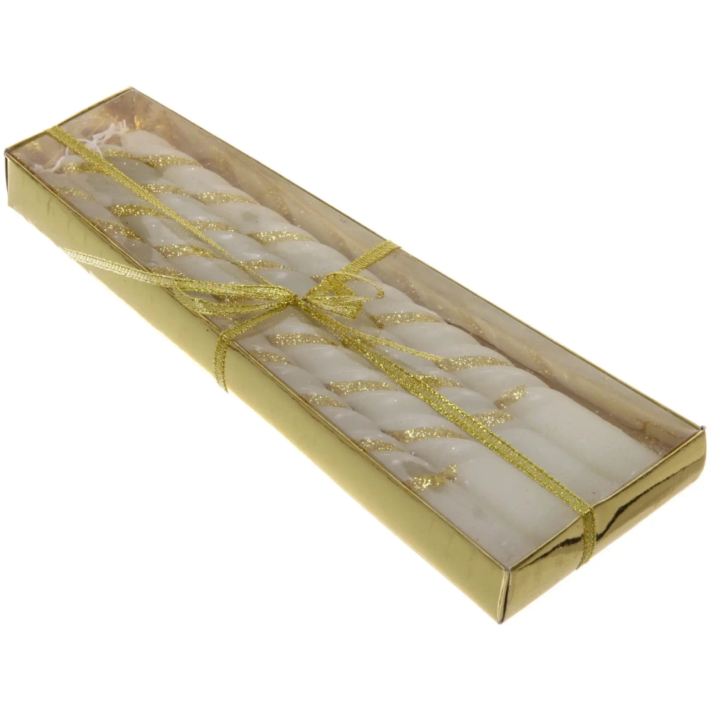 Свеча «Праздник» (набор 4 шт) 20 см, Белый/Золото