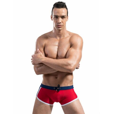 Стильные красные мужские плавки с контрастным поясом (Размер: M) (Цвет: красный)