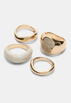 STRADIVARIUS Набор из 4 эмалированных колец, золотой