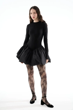 Платье-русалка мини с юбкой из тафты