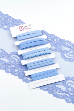 Подборка голубых бельевых резинок + застежки для бюстгальтера текстильные