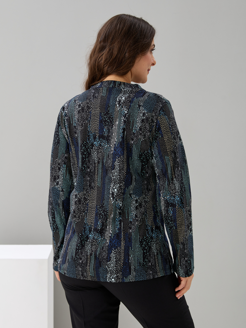 Блузка БЛ-22/черный-разноцветныйпиксель