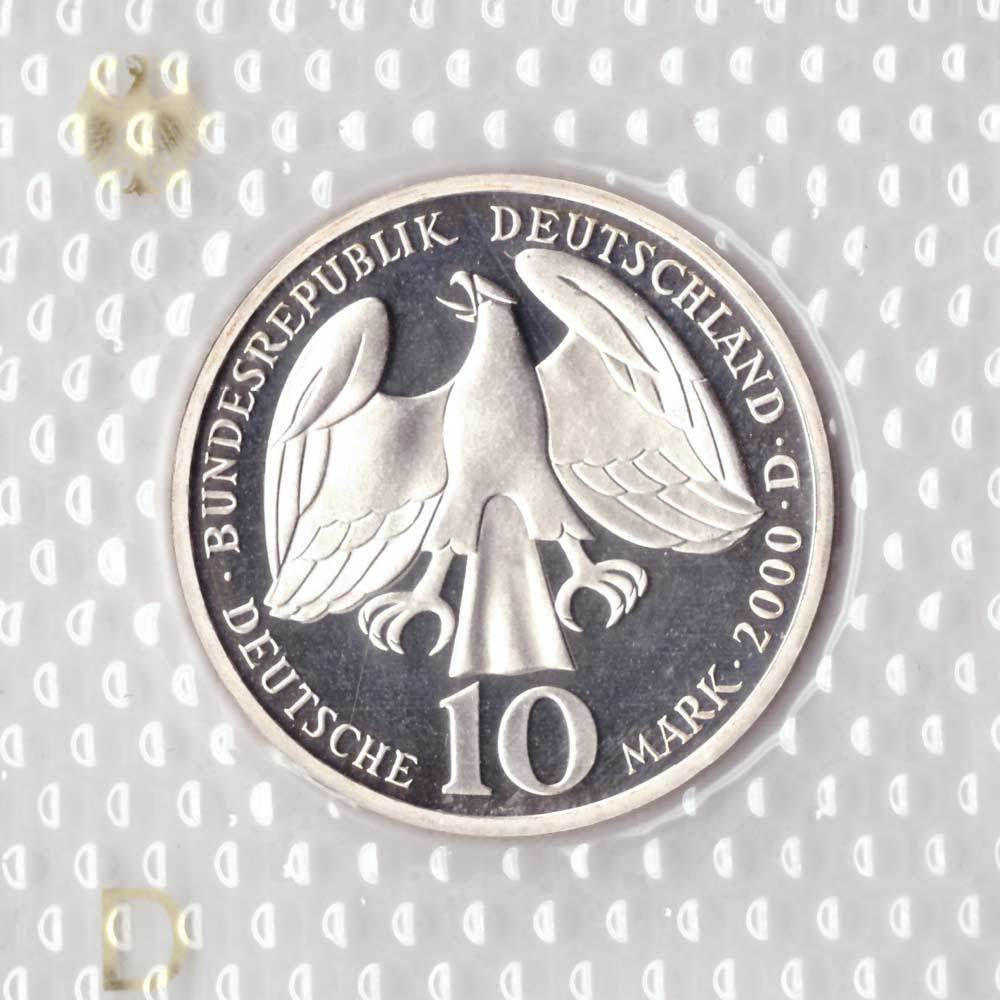 10 марок. 250 лет со дня смерти Иоганна Себастьяна Баха (D). Серебро. 2000 г. PROOF. В родной запайке