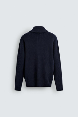 ZARA КАРДИГАН ПЛАТОЧНОЙ ВЯЗКИ С ЗАСТЕЖКОЙ-МОЛНИЕЙ, МОСРКОЙ СИНИЙ