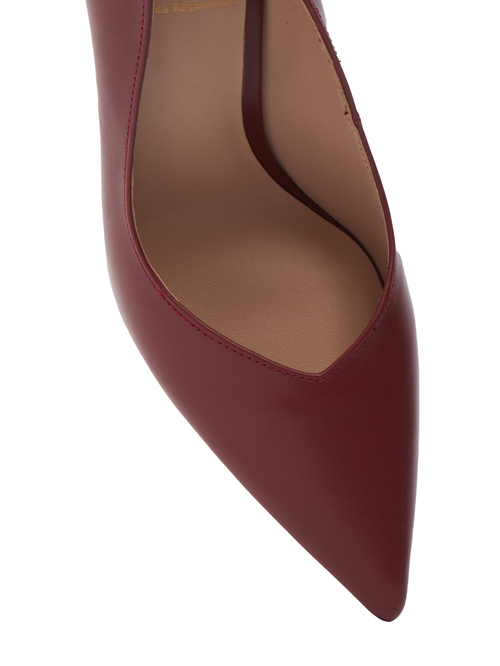 Женские туфли кожаные бордовые на бамбуковом каблуке
