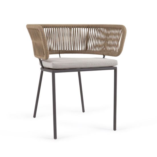 Стул Nadin из бежевого шнура с ножками из оцинкованной стали