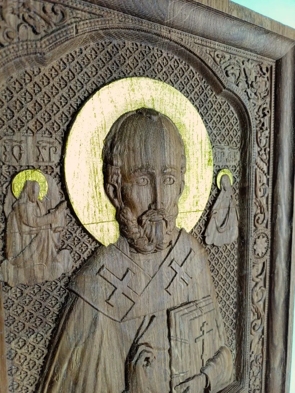 Освященная Икона Николая Чудотворца 20х17см., дуб