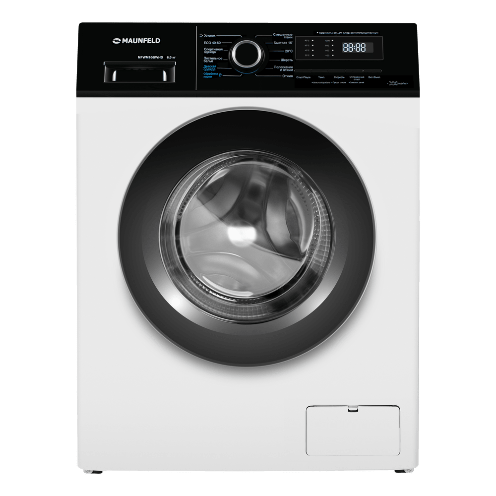 Стиральная машина c инвертором и паром  MAUNFELD MFWM106IWHD 6 кг.