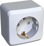 Schneider Electric ЭТЮД Белый Розетка 1-местная открытая установка с заземляющими контактами со шторками PA16-004B