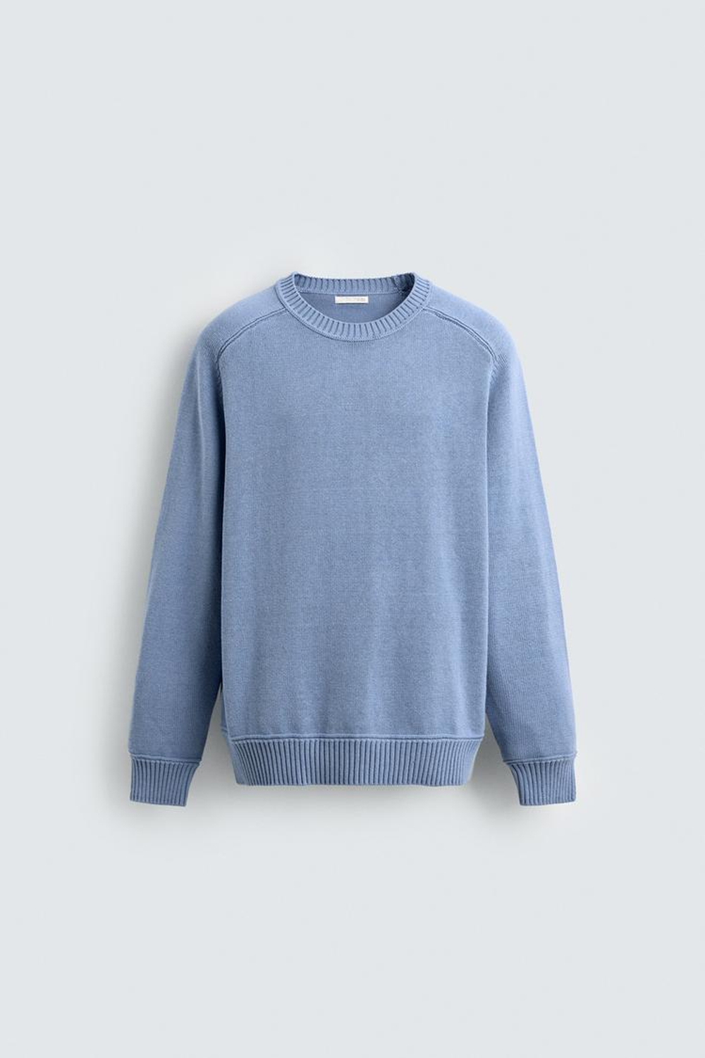 ZARA ЛЕГКИЙ СВИТЕР ИЗ СМЕСОВОГО ХЛОПКА, ЯРКО-СИНИЙ