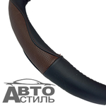Оплетка на руль круглая Coolpart MAXIMAL (38*38) НАТУР КОЖА черный/шоколад HT114-BLCH