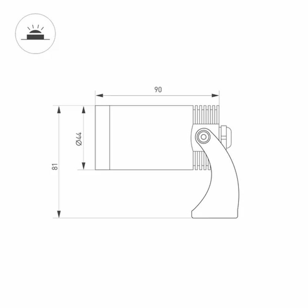 Светильник KT-WATER-R44-8W Warm3000 (SL, 24 deg, 12V) (Arlight, IP68 Металл, 3 года) 047733