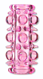 Розовая насадка на пенис с шипами и шишечками (Цвет: розовый)