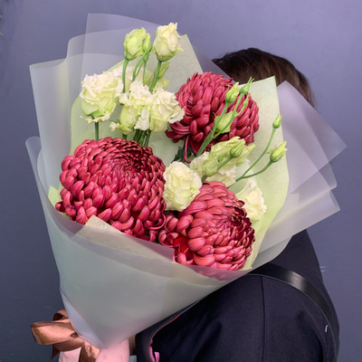 Букет "Брауни" (хризантема Бигуди ,эустома)