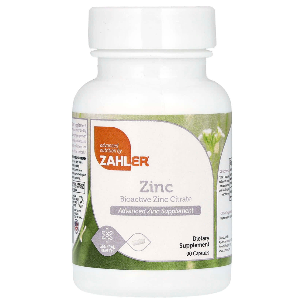 Zahler, Цинк, биоактивный цитрат цинка, 90 капсул (50 мг на капсулу)