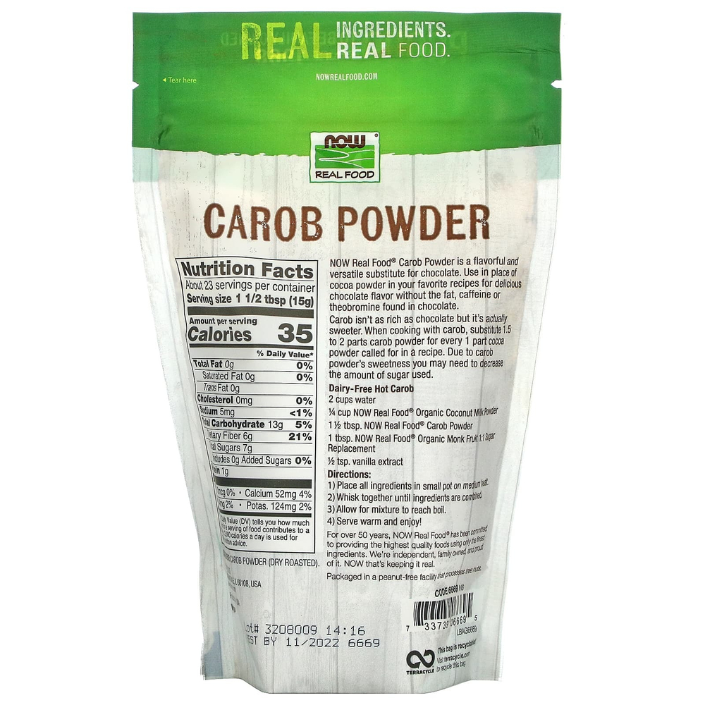 NOW Foods, Real Food, порошок рожкового дерева, 340 г (12 унций)