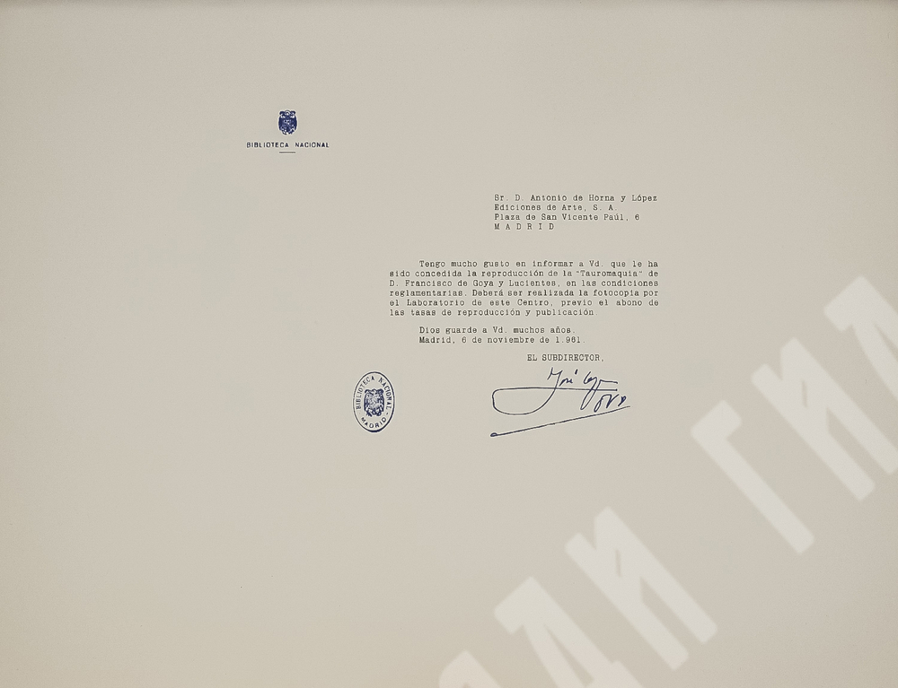 [Офорты Франсиско Гойи] Антонио де Орна. Папка из кожи «Тавромахия (Бой быков)». Кожа