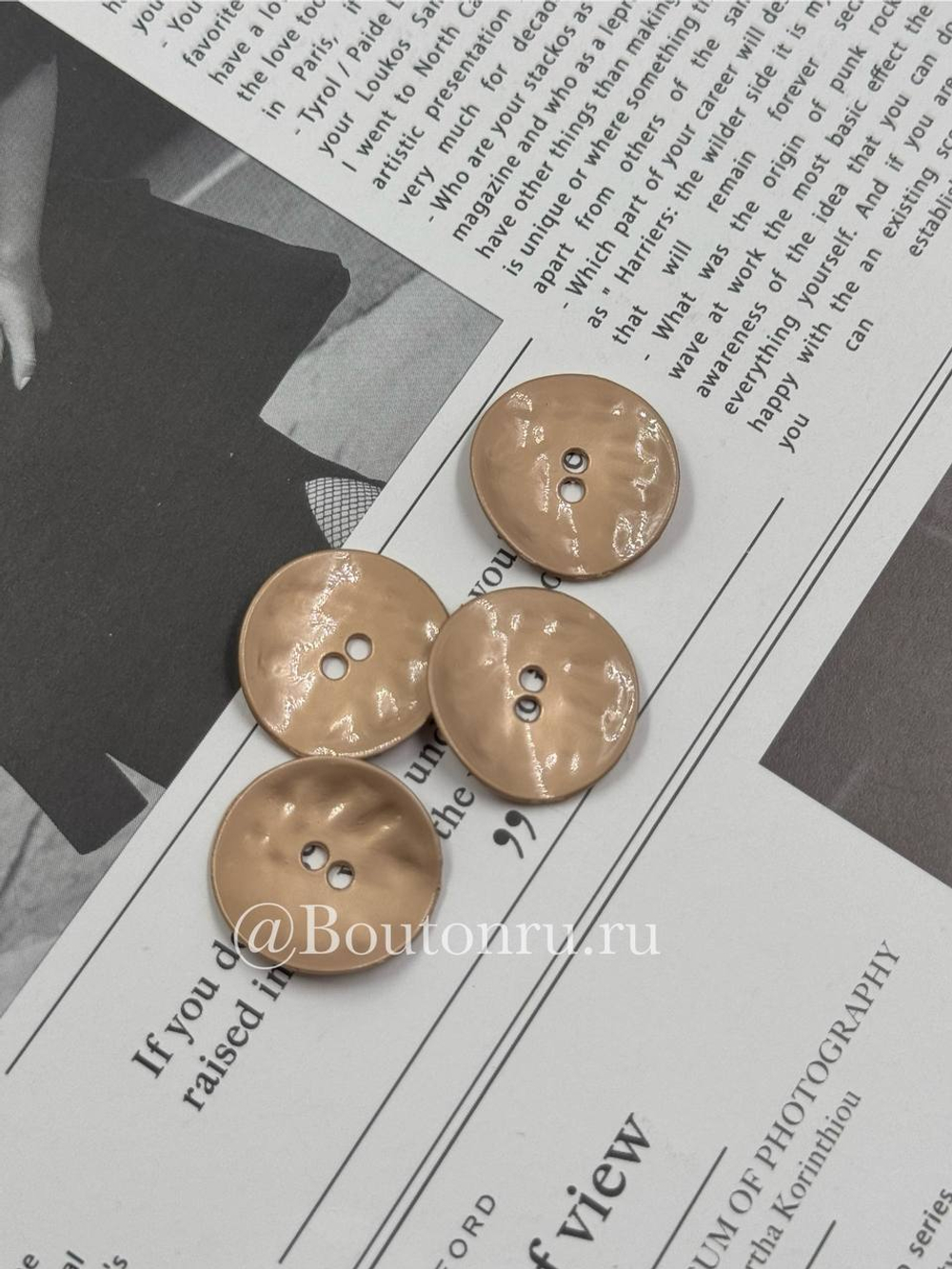 Пуговицы на прокол металлические текстурные матовое золото
