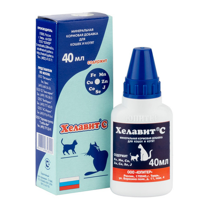 ХЕЛАВИТ С Минеральная кормовая добавка для кошек и котят, 40 мл