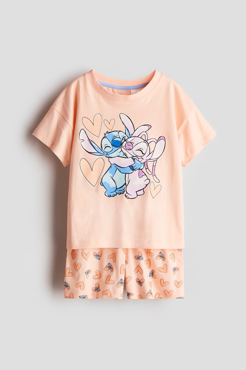 H&M Пижамный комплект из трикотажа с принтом, персиковый