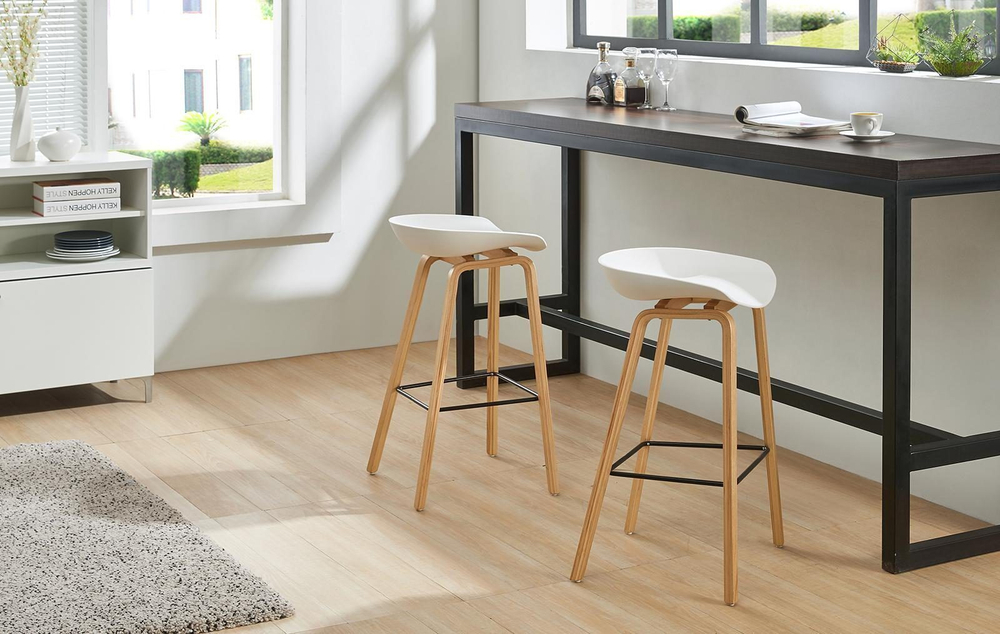 Стул барный BY003 белый бук/матовый черный металл