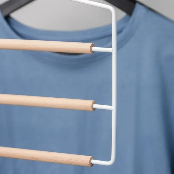 Вешалка для брюк и юбок многоуровневая SAVANNA Wood, 3 перекладины, 37×32×1,1 см, цвет белый