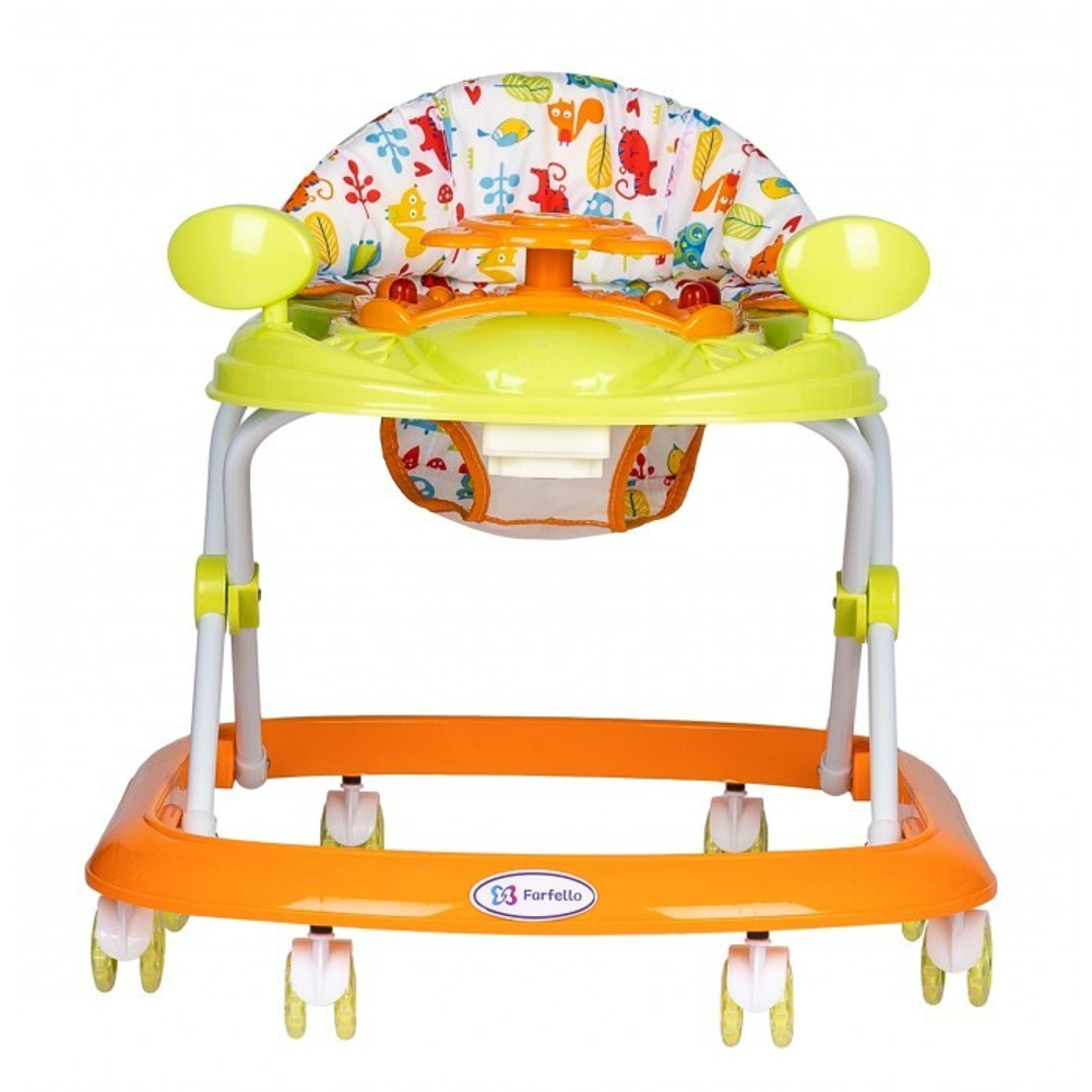 Ходунки детские Farfello арт.6760 (Оранжевый, принт зверушки)