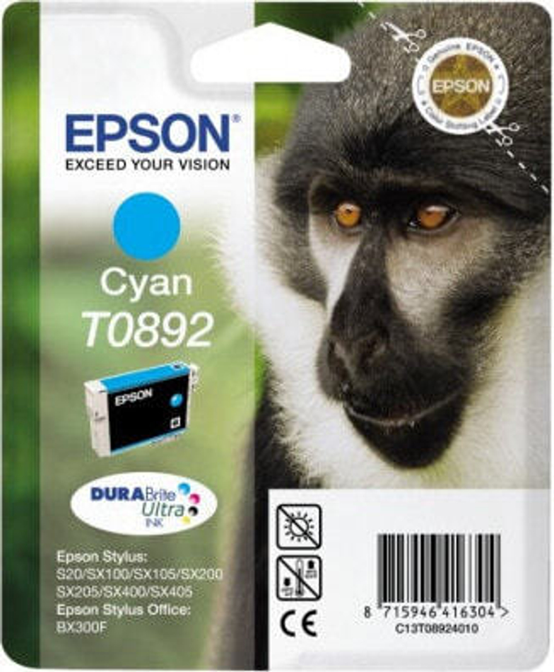 Epson Monkey T0892 Cyan DURABrite Ink Cartridge Подлинный Голубой 1 шт C13T089240