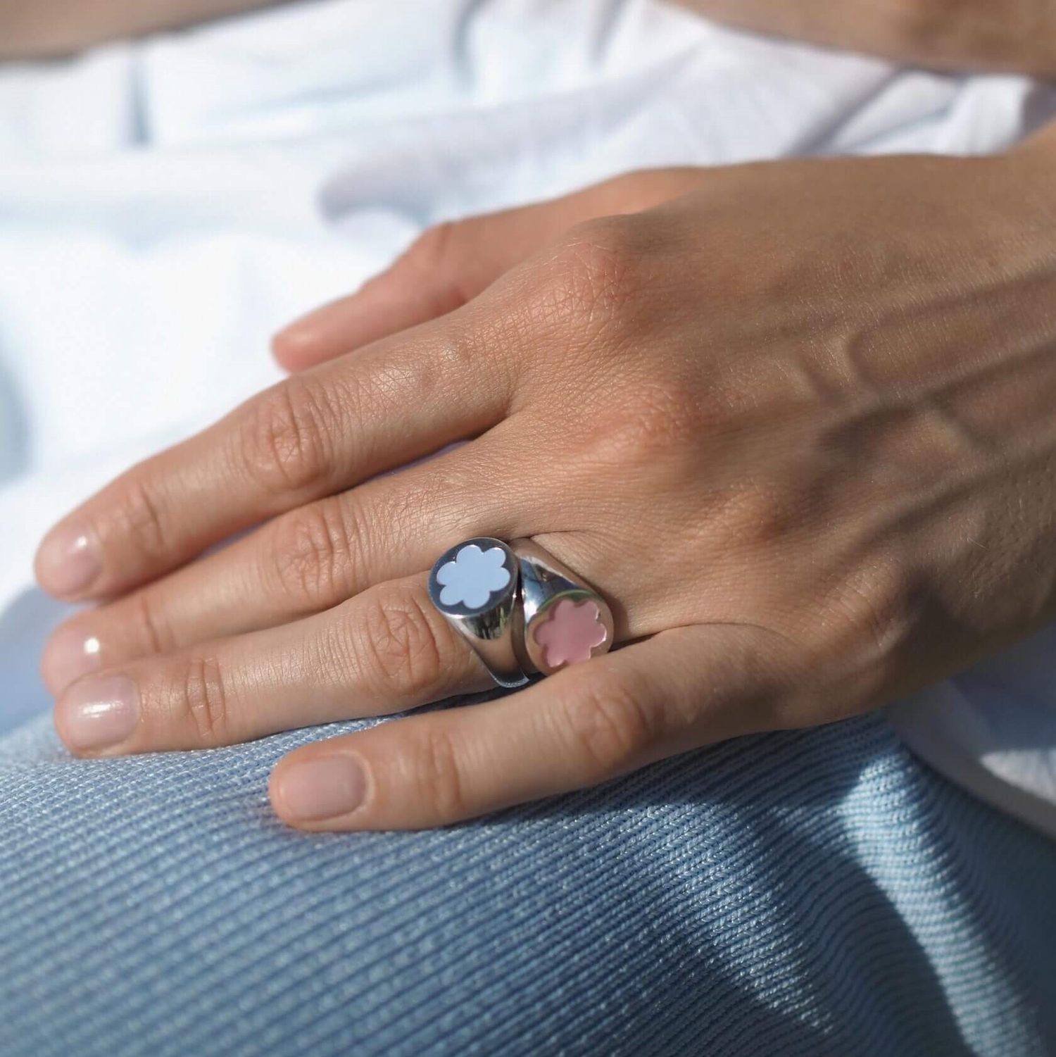 Кольцо-печатка Silver Forget-Me-Not Ring – Blue