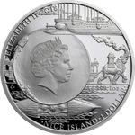 1 доллар. Лунная пушка Колумбиада Жюль Верн Корабль лодка. Ниуэ. 2018 год. PROOF