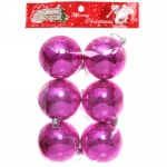 Новогодние шары 6 см (набор 6 шт) «Глянец», Розовый (пакет)