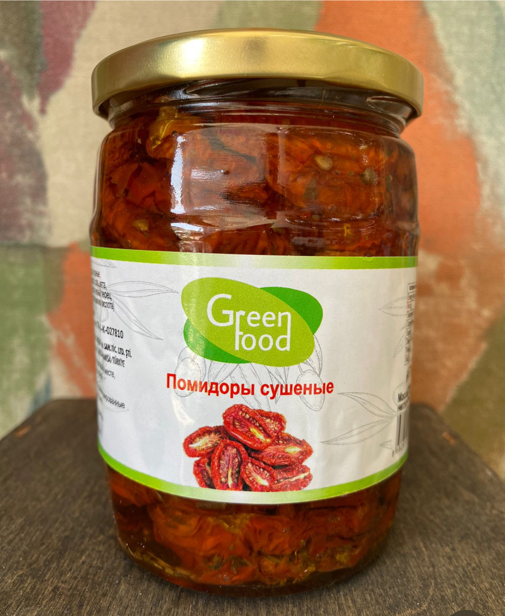 Томаты вяленные на солнце  в масле GREEN FOOD  ,530гр стекло Турция