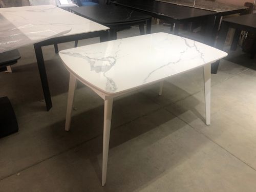 Стол ELIOT 120 GLOSS STATUARIO WHITE SOLID CERAMIC / WHITE