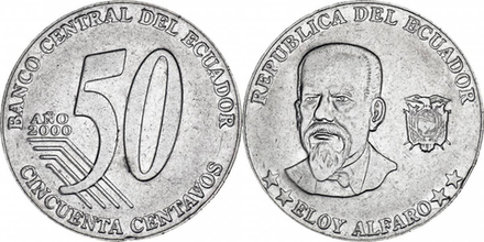 Эквадор 50 сентаво, 2000 Элой Альфаро XF