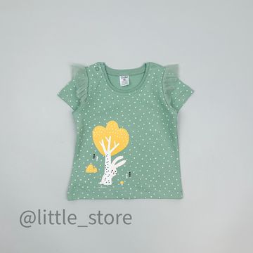 Футболка хлопковая, Горошки на пыльной мяте