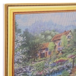 Алмазная мозаика на подрамнике с полным заполнением «МИР ЯРКИХ КРАСОК», домик у озера, 30*40см