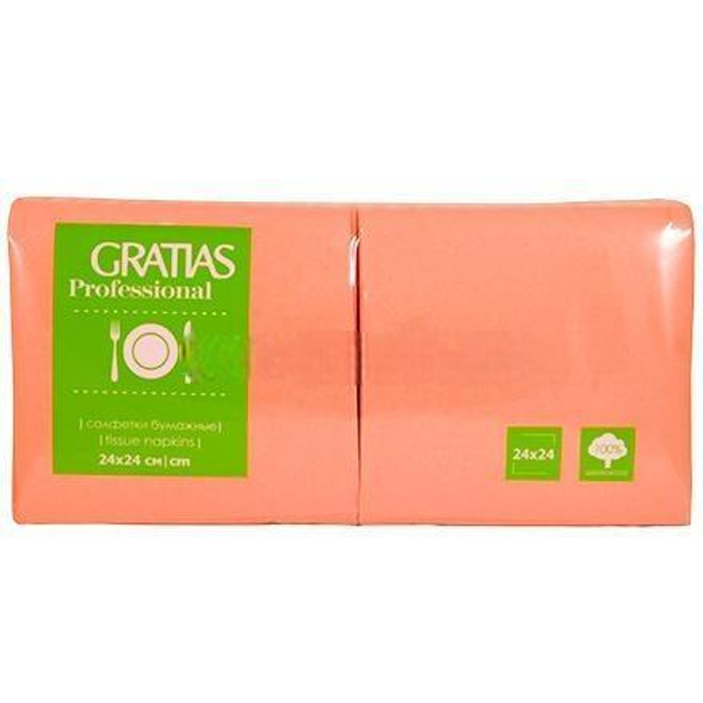 Салфетка 24х24 (1 сл.) 400 розовая (пастельный цвет) Gratias (1/12 шт.)