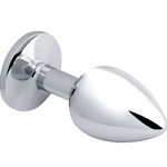 Маленькая металлическая анальная пробка с синим кристаллом Anal Pleasure от Alive (L: 9*4,1 см.)