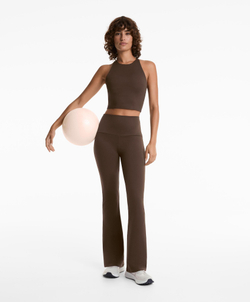 OYSHO Расклешенные брюки Comfortlux с высокой талией, темно-коричневый