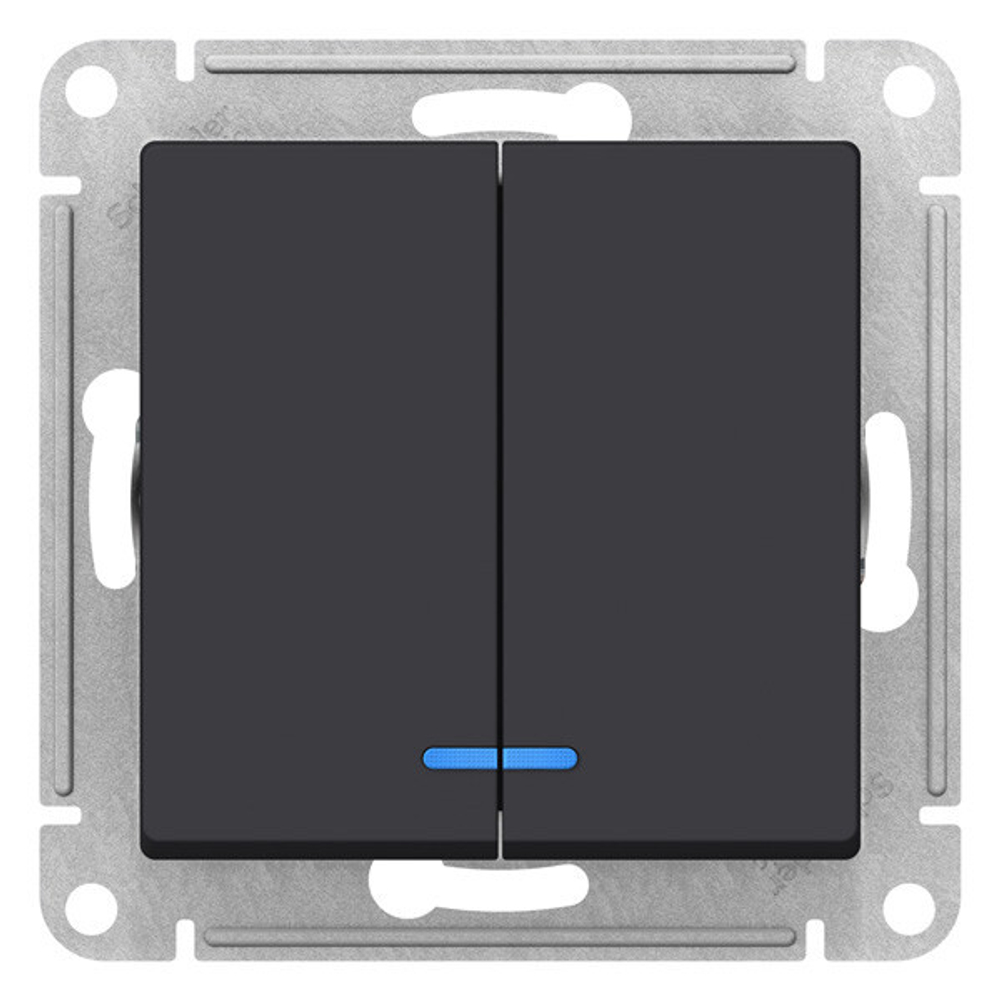 Schneider Electric AtlasDesign Выключатель 2-клавишный с индикатором, 10А (карбон)