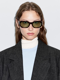 Massimo Dutti Длинное пальто с узором в елочку, темно-серый