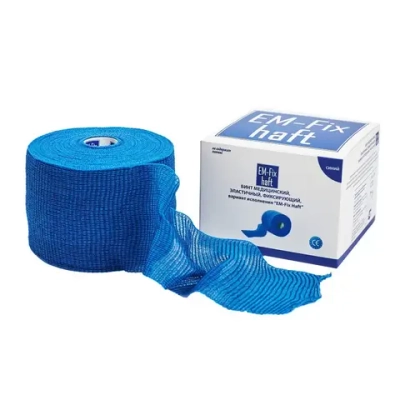Бинт самофиксирующийся EM-Fix Haft 6 см x 20 м, синий